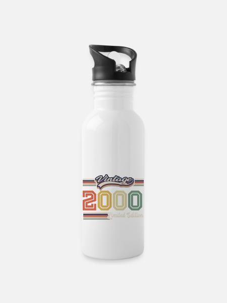 Tolles 2000 Geburtstagsgeschenk seit 2000 kam - Trinkflasche mit integriertem Trinkhalm - Weiß