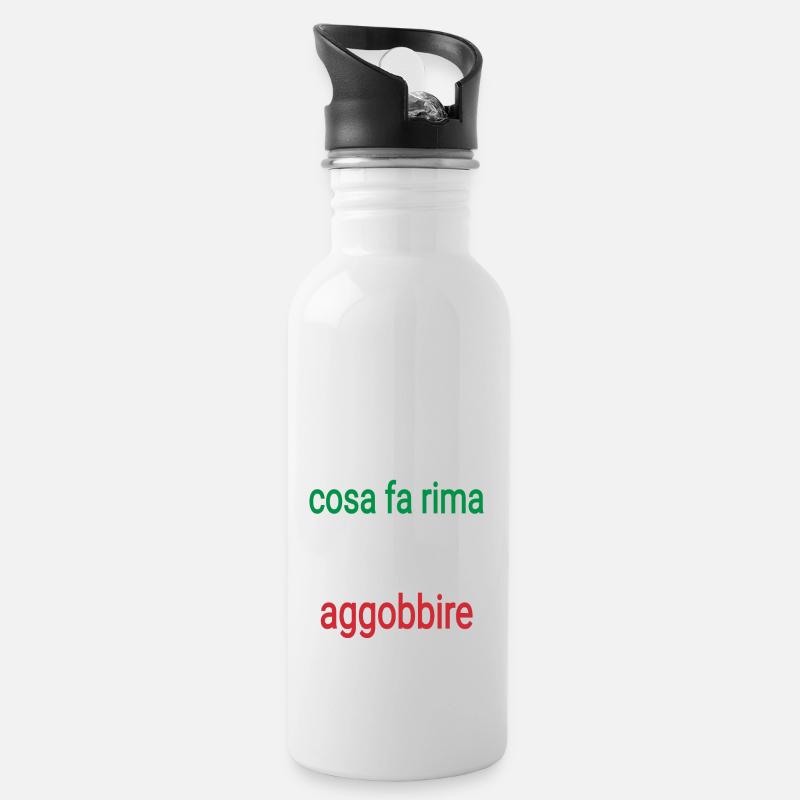 Reim italienisch - Trinkflasche mit integriertem Trinkhalm - Weiß