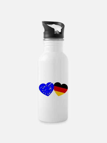 European love - Water bottle with straw - white