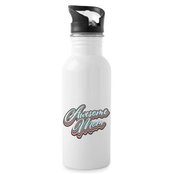 Awesome Mom - Water bottle with straw - white - Right