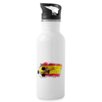 Spanien-Flagge mit Fußball - Trinkflasche mit integriertem Trinkhalm - Weiß - Rechts