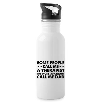 Some People Call Me A Therapist - Trinkflasche mit integriertem Trinkhalm - Weiß - Rechts