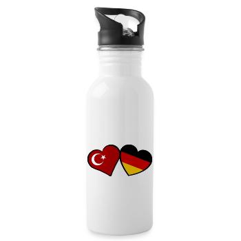 Die türkisch deutsche Partnerschaft - Trinkflasche mit integriertem Trinkhalm - Weiß - Rechts