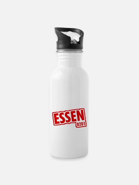 Essen - 0201 - Area Code - Slogan - Water bottle with straw - white