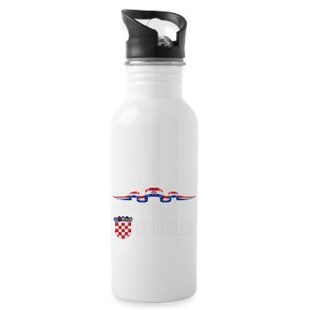 Kroatien hrvatska kroatien hrv hr zagreb geteilte Flagge - Trinkflasche mit integriertem Trinkhalm - Weiß - Rechts