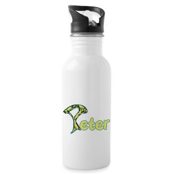 Peter kunstvoller gelberText - Trinkflasche mit integriertem Trinkhalm - Weiß - Rechts