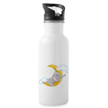 Cute baby elephant sleeping on the moon - Water bottle with straw - white - Right