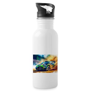Rallye-Autorennen - Trinkflasche mit integriertem Trinkhalm - Weiß - Rechts