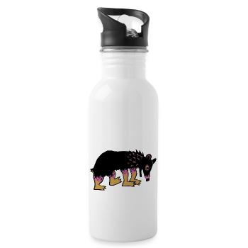 colorful bear - Water bottle with straw - white - Right