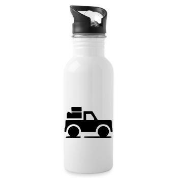 Truck Pickup SUV Symbol Minimal Icon Vektor - Trinkflasche mit integriertem Trinkhalm - Weiß - Rechts