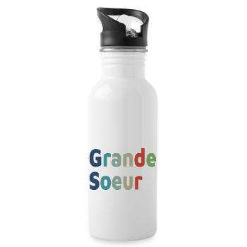 naissance, grande soeur, grande fille - Gourde avec paille intégrée - blanc - Droite