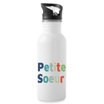 Birth, little sister, daughter - Water bottle with straw - white - Right