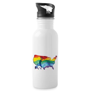 États-Unis | Drapeau réel | LGBTQIA+ - Gourde avec paille intégrée - blanc - Droite