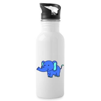 éléphant - Gourde avec paille intégrée - blanc - Droite