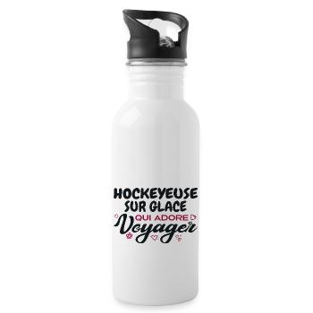 Hockeyeuse sur glace globe-trotteuse passionnée - Gourde avec paille intégrée - blanc - Droite