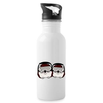 2 Süße DJ Igel Sonnenbrille Team Crew Party Musik - Trinkflasche mit integriertem Trinkhalm - Weiß - Rechts