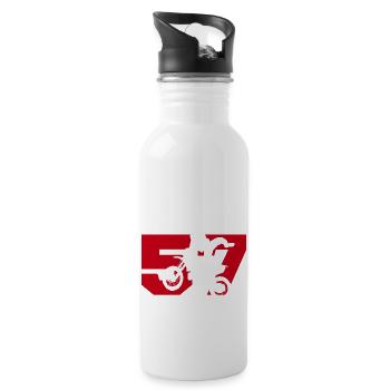 Moto 57 motard - Gourde avec paille intégrée - blanc - Droite