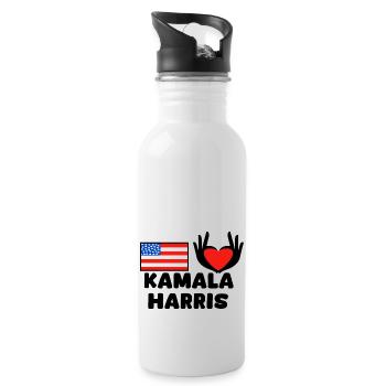 Heart Hand - America - Kamala Harris - American - Water bottle with straw - white - Right