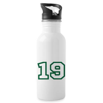 Number 19 green sport - Water bottle with straw - white - Right