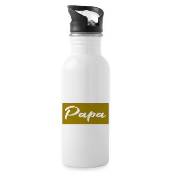VATERTAG. FROHER VATERTAG. PAPA. ALLES GUTE - Trinkflasche mit integriertem Trinkhalm - Weiß - Rechts