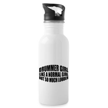 DrummerGirl Like A Normal Girl But So Much Louder4 - Trinkflasche mit integriertem Trinkhalm - Weiß - Rechts