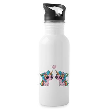 unicorn love - Trinkflasche mit integriertem Trinkhalm - Weiß - Rechts