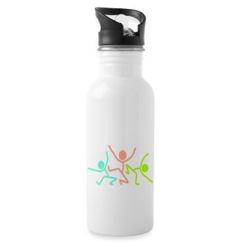 3 Party Crew Stick Figure Team Friends Member - Water bottle with straw - white - Right