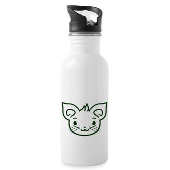 chat mignon a l’air heureux souriant chaton amusant - Gourde avec paille intégrée - blanc - Droite