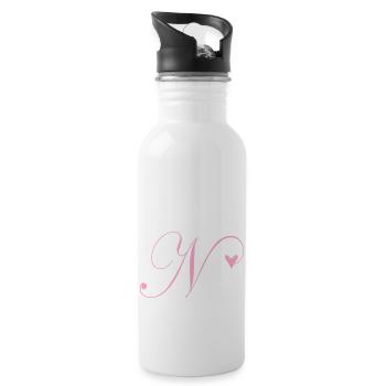 Monogram N Heart Vine - Water bottle with straw - white - Right