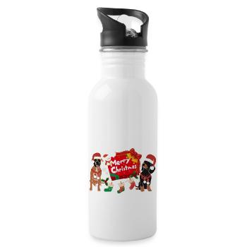 Merry Christmas Dogs - Water bottle with straw - white - Right