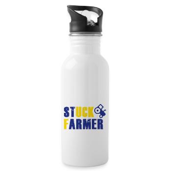 STUCK FARMER BLUE YELLOW - Water bottle with straw - white - Right