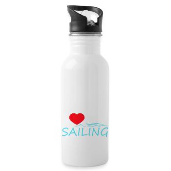 I Love Sailing Saying Waves Sailor Heart Love - Water bottle with straw - white - Right