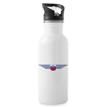 Stylish Slovenia design - Water bottle with straw - white - Right