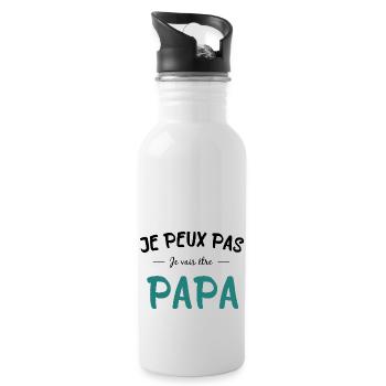 Ich werde Vater - Trinkflasche mit integriertem Trinkhalm - Weiß - Rechts