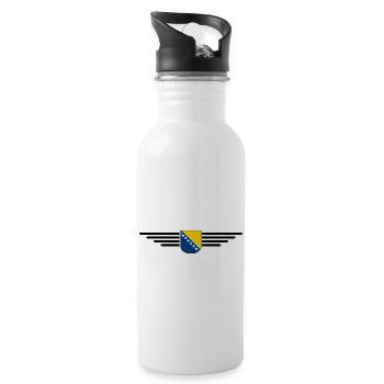 Bosnien & Herzegowina T-Shirt - Trinkflasche mit integriertem Trinkhalm - Weiß - Rechts