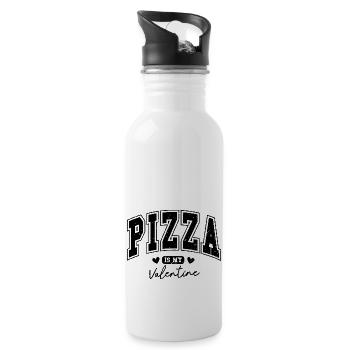 Valentinstag Geschenk Pizza Is My Valentine Lustig - Trinkflasche mit integriertem Trinkhalm - Weiß - Rechts