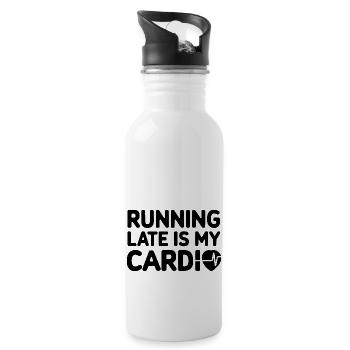 Running late is my cardio - Trinkflasche mit integriertem Trinkhalm - Weiß - Rechts