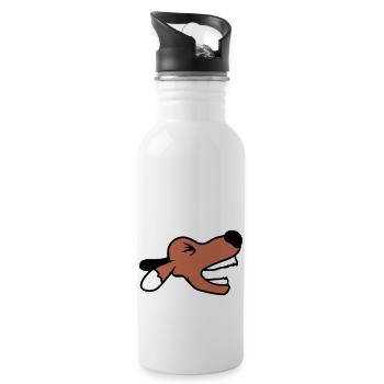 Chien, en colère, mordant, dangereux, aboiement, aboiement, fort, jappement - Gourde avec paille intégrée - blanc - Droite