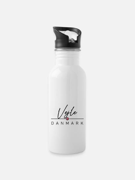 Dänemark - Vejle - Danmark - Denmark - Trinkflasche mit integriertem Trinkhalm - Weiß
