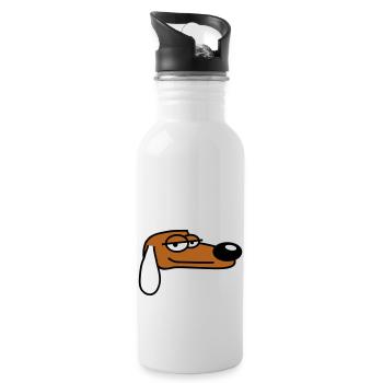 Hund Guckt Cool Entspannter Blick Kerl Chill Dude - Trinkflasche mit integriertem Trinkhalm - Weiß - Rechts