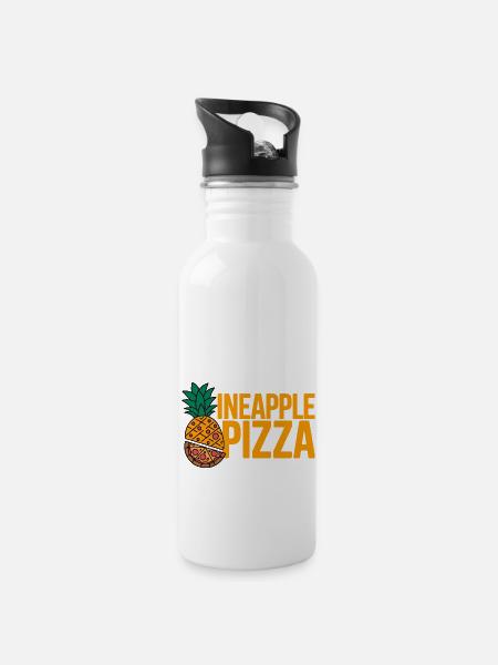 Pineapple Pizza - Water bottle with straw - white