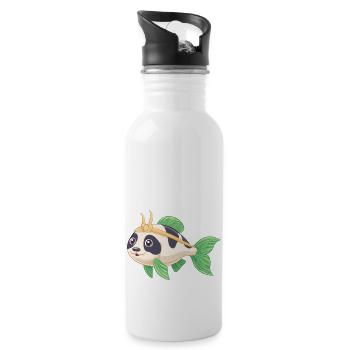 PandaPanzerwels – Süßes Hybrid-Design - Trinkflasche mit integriertem Trinkhalm - Weiß - Rechts