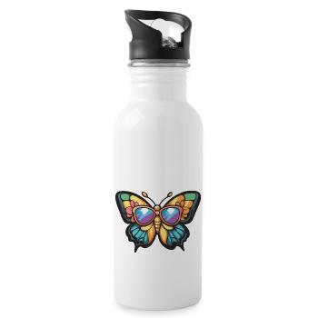 papillon drôle d’été - Gourde avec paille intégrée - blanc - Droite