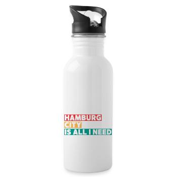 Hamburg City is all i need - Water bottle with straw - white - Right