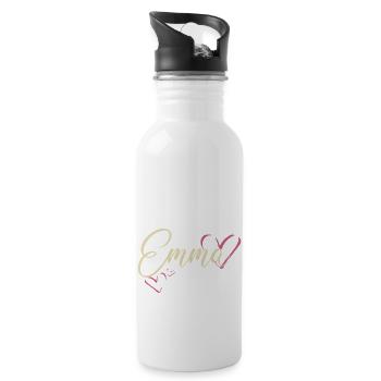 Emma Last name First name Calligraphy heart - Water bottle with straw - white - Right