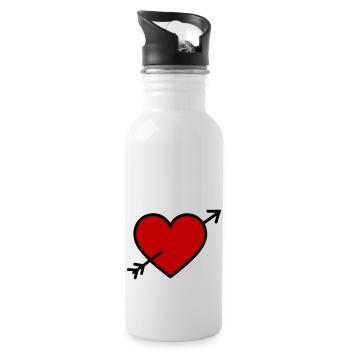 Herz Symbol Pfeil - Trinkflasche mit integriertem Trinkhalm - Weiß - Rechts