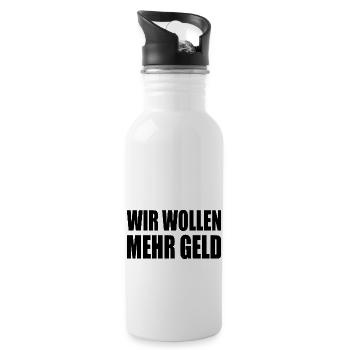 wir wollen mehr geld - Trinkflasche mit integriertem Trinkhalm - Weiß - Rechts
