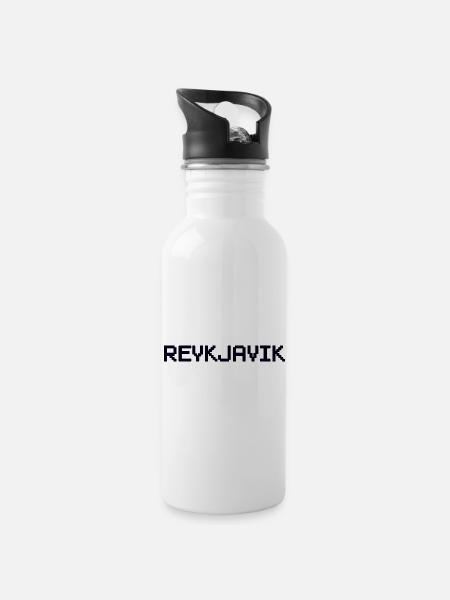 REYKJAVIK Iceland Island - Trinkflasche mit integriertem Trinkhalm - Weiß