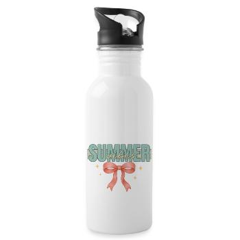 Summer vibe pink Bow png | Summer coquette bow - Water bottle with straw - white - Right