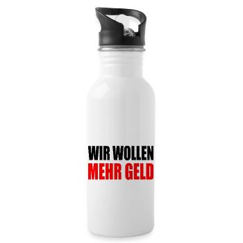 wir wollen mehr geld - Trinkflasche mit integriertem Trinkhalm - Weiß - Rechts